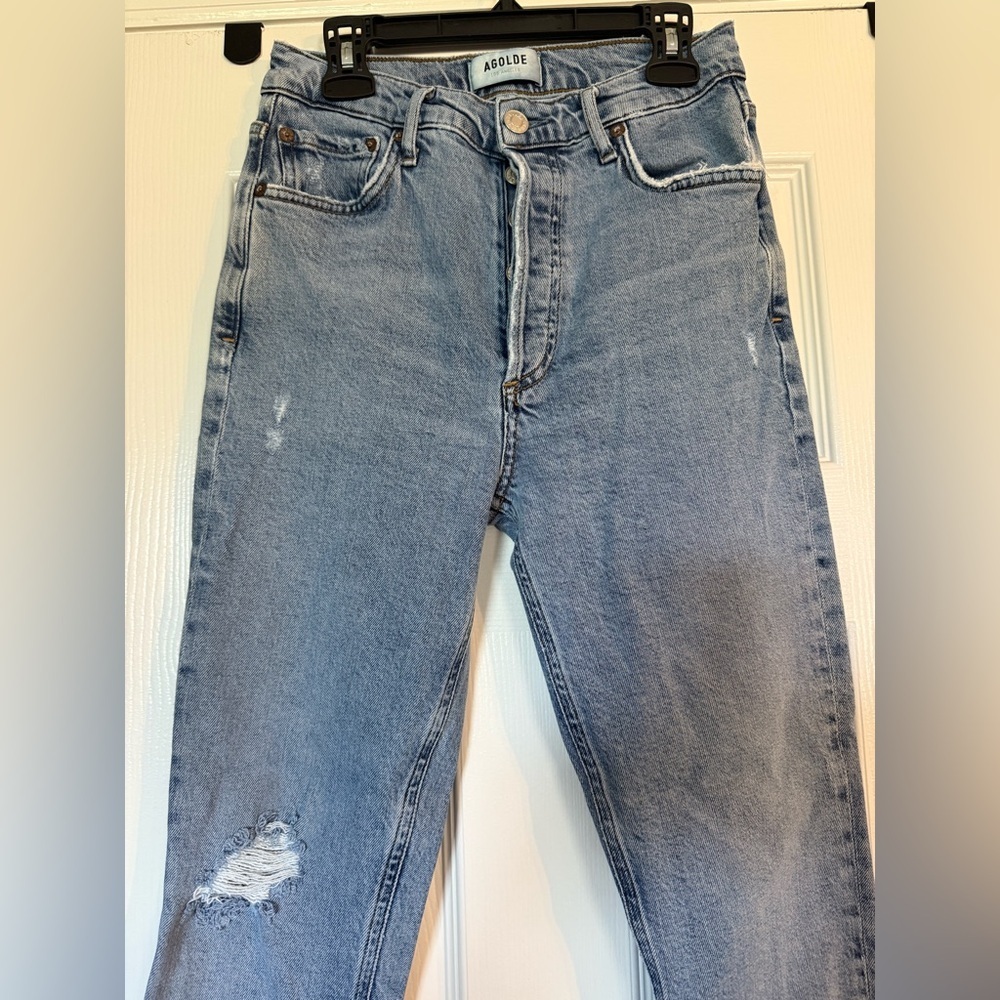 Agolde Slim Straight Light Wash Jeans Size 26 Button Fly - Picture 4 of 13